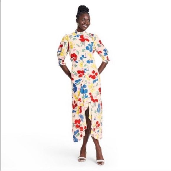 Rixo xTarget Floral Mock Neck Cascade Ruffle Dress - Picture 2 of 5